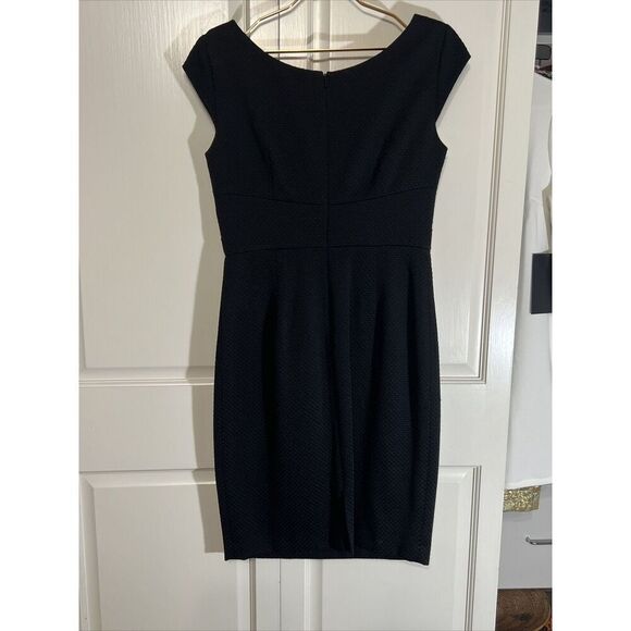 Kay Unger Black Dress 8 Silk Cocktail Party Short Sleeve Textured - Picture 7 of 9